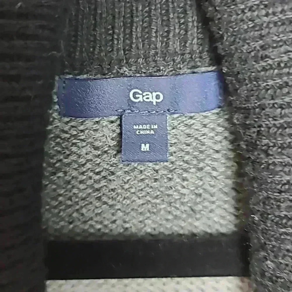GAP Striped Cowl Neck Sweater In Black And Grey Size Medium - Picture 3 of 9